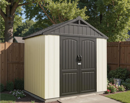 8+ft.+W+x+6+ft.+D+Plastic+Storage+Shed+with+Floor,+Resin+Shed+with+Reinforced+Steel+Structure,+Beige (1)