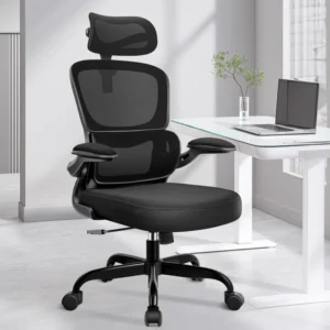 Lidwien Ergonomic Breathable Mesh Office Chair with Adjustable Headrest and Flip-Up Arms