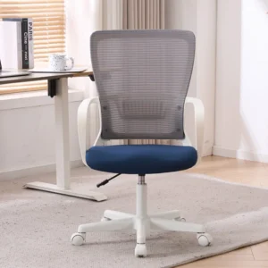 Swivel Home Office Chair with Lumbar Support, Breathable Mesh Desk Chair with Fixed Armrest